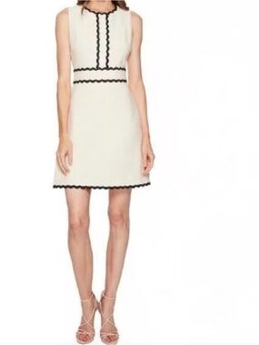 kate spade Ivory Mini Dress with Black Scallop Trim